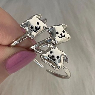 Cartoon Dog Opening Ring Childrens Fun Dog Ring Adjustable Cute Simple Opening Index Finger Ring Student