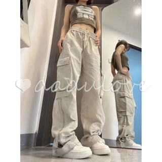 DaDulove💕 New American Style Y2K Multi-pocket Overalls High Waist Loose Casual Trousers Wide Tube Pants