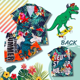 DI0750 ชุดเด็ก เซ็ตเสื้อฮาวาย+กางเกงขาสั้น ผ้าไหมอิตาลี ลายไ…