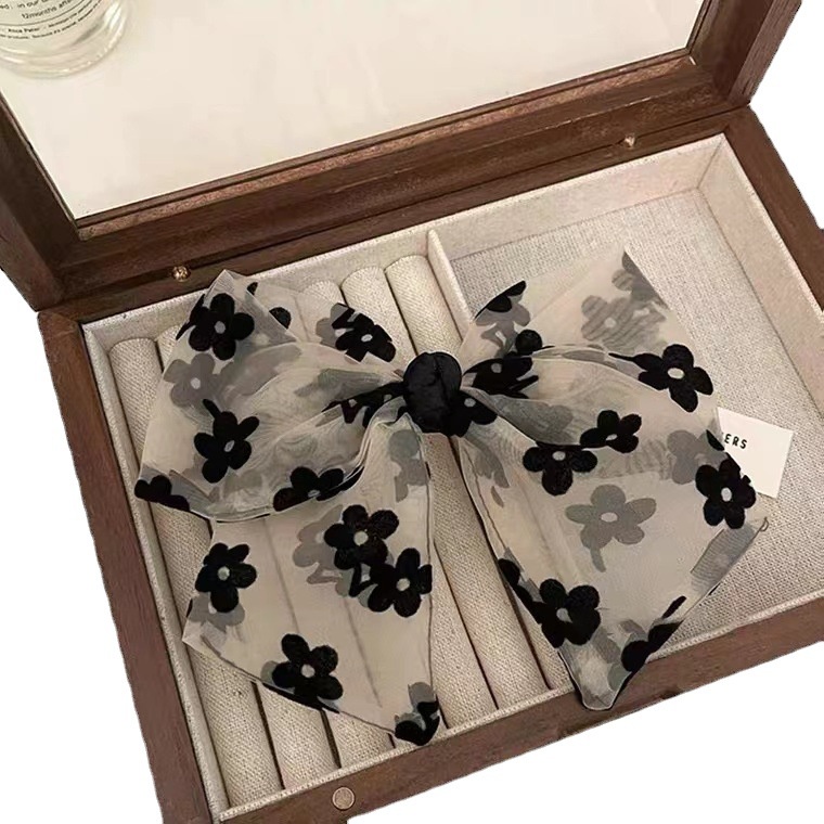 กิ๊บติดผมโบว์ลายดอกไม้ ออร์แกนซ่า คลิปฤดูใบไม้ผลิ กิ๊บติดผม คลิปหางม้า เครื่องประดับผมนางฟ้า - รูปที่ 3