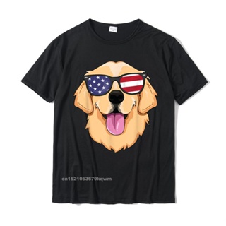 Cotton T-Shirt America Golden Retriever 4th Of July For Men Boys Oversized Mens T Shirt Printed On Tees Casual_04