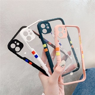 เคสซิลิโคนนุ่ม เคสใส อะครีลิคกันกระแทก กล้อง สีลูกกวาด For iPhone 13 12 11 Pro Max XR X XS 12 Mini 7 8 6 Plus SE 2022 20