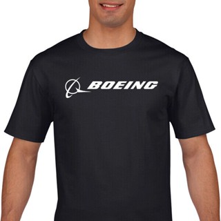 2023เสื้อยืดลําลอง ผ้าฝ้าย แขนสั้น พิมพ์ลายโลโก้ Boeing สวมใส่สบาย สีดํา แฟชั่นฤดูร้อน สําหรับผู้ชาย