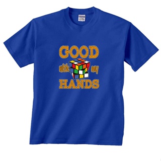 ❒۞♞Good With My Hands Rubiks Cube T-Shirt Birthday Present Blue_02