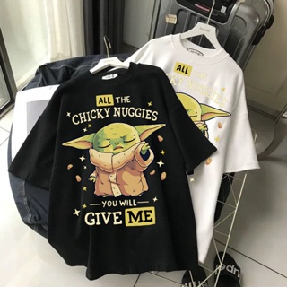 Disney Chic Fashion Cute Mandalorian Baby Yoda Cartoon Print T-shirt Couple Unisex Womens T-shirt Short Sleeve Top_03