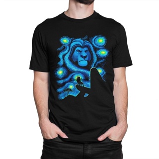 เสื้อยืดพิมพ์ลายแฟชั่น เสื้อยืดลําลอง แขนสั้น พิมพ์ลาย The Lion King Simba Starry Night Vincent van Gogh เข้ากับทุก_01