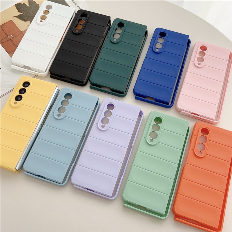 Macaron Color Matte Skin Feeling เคสซิลิโคน Samsung Galaxy Z พับ 4 Z พับ 3 การออกแบบป้องกันการลื่นไถ