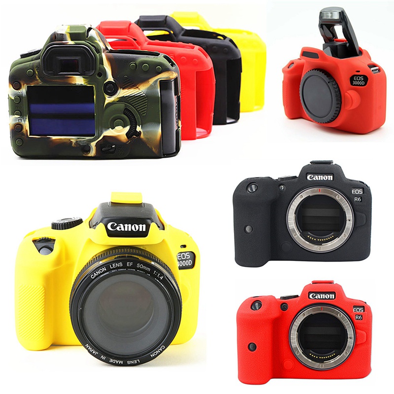 เคสซิลิโคนยาง แบบนิ่ม ป้องกันกล้อง 7D สําหรับ Canon EOS R6 R7 90D 4000D 3000D 60D 5D II 77D