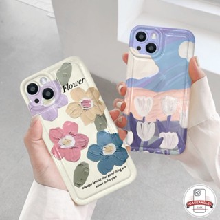 เคสโทรศัพท์มือถือ ซิลิโคนนิ่ม Tpu กันกระแทก ลายดอกไม้ ดอกทิวลิป สําหรับ iPhone 7Plus XR 11 13 12 14 Pro Max X 8 6 7 6s Plus XS Max SE 2020