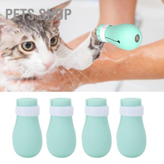 Pets Shop 4PCS ซิลิโคนรองเท้าแมว Anti Scratch สัตว์เลี้ยง Paw Protector Claw Cover สำหรับ Bath Grooming Medicine Feeding Supplies