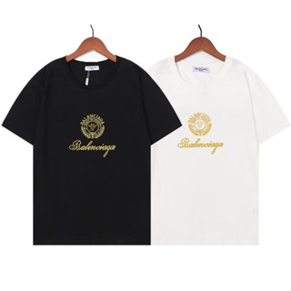 Balenciag Fashion embroidered cotton mens and womens short sleeved T-shirt_05