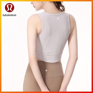 Lululemon เสื้อกล้าม คอกลม ทรงโค้ง เซ็กซี่ ถอดออกได้ สําหรับเล่นกีฬา โยคะ DX718