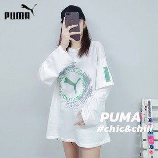 Puma ของแท้ เสื้อกันหนาว คอกลม ผ้าฝ้ายแท้ พิมพ์ลาย สําหรับผู้ชาย และผู้หญิง