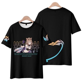 2022 New Anime Honkai Impact 3 Reverist Calico T Shirt Japanese Anime Mens Loose Womens Casual 3D Printing Short _02