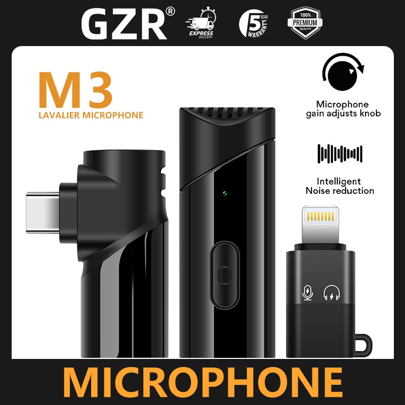 ✴✉GZR microphone wireless M3 ไมโครโฟน UHF ไมโครโฟนไร้สาย ไมค์บลูทูธ ไมค์ Wireless Microphone สำหรับอัดวิดีโอ Youtube ,ti