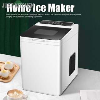 Just Kitchen เครื่องทำน้ำแข็งขาว แบบพกพา ขนาดเล็ก เสียงรบกวนต่ำ 1.5L ถังน้ำบนเคาน์เตอร์ Ice Maker Machine EU Plug 220V