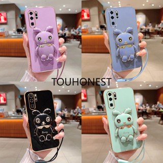 เคส Huawei P20 Pro เคส Huawei P30 Pro เคส Huawei P40 Pro Case Huawei P50 Pro Case Huawei Nova 9 SE Case Huawei Y8P Case Soft Silicone Shockproof Cute Rabbit Bunny Bracket Stand Phone Cover Case With Rope ซิลิโคนนิ่ม กันกระแทก กระต่ายน่ารัก