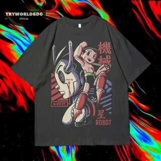 เสื้อยืด พิมพ์ลายการ์ตูน KAOS OVERSIZE KAOS ASTRO BOY CYBER สีเทาเข้ม สําหรับผู้ชาย_02