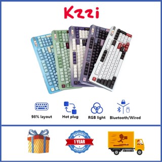 Kzzi Z98 คีย์บอร์ดเกมมิ่งไร้สายบลูทูธ RGB