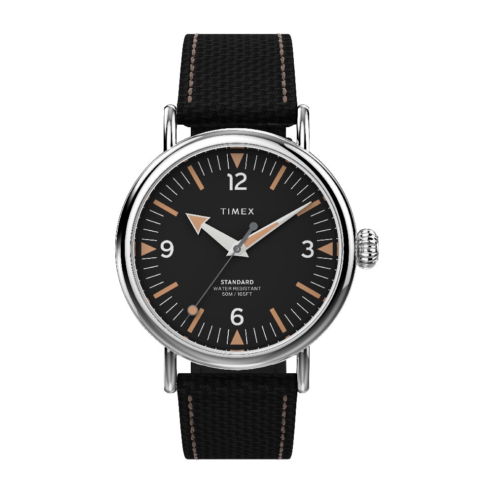 Timex TW2V44000 WATERBURY STANDARD นาฬิกาข้อมือผู้ชาย สายผ้า สีดำ หน้าปัด 41 มม.