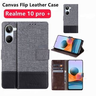 เคสโทรศัพท์มือถือหนัง แบบฝาพับแม่เหล็ก พร้อมช่องใส่บัตร สําหรับ Realme 10 pro plus 10pro Realme10pro+ 4G 5G