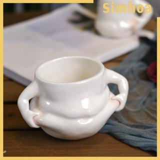 [SIMHOA] แก้วกาแฟเซรามิค ลายตลก พร้อมหูจับ สีขาว สําหรับงานแต่งงาน บ้าน