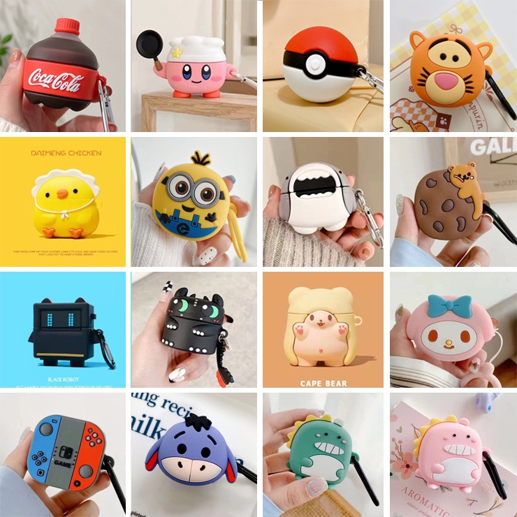 น่ารักการ์ตูนภาพสําหรับ Baseus WM01 / Baseus WM02 กรณี Anti-slip หูฟังสําหรับ Baseus WM01/WM02 หูฟัง