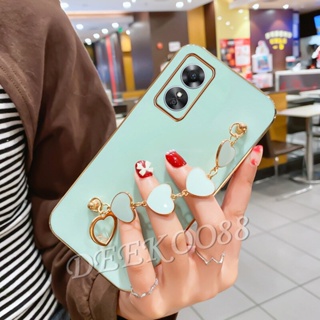 พร้อมส่ง เคสโทรศัพท์มือถือ TPU แบบนิ่ม ลายหัวใจ มีสายโซ่คล้อง สีชมพู และสีขาว สําหรับ OPPO Reno8 T Reno 8 8T 4G 5G Reno8T