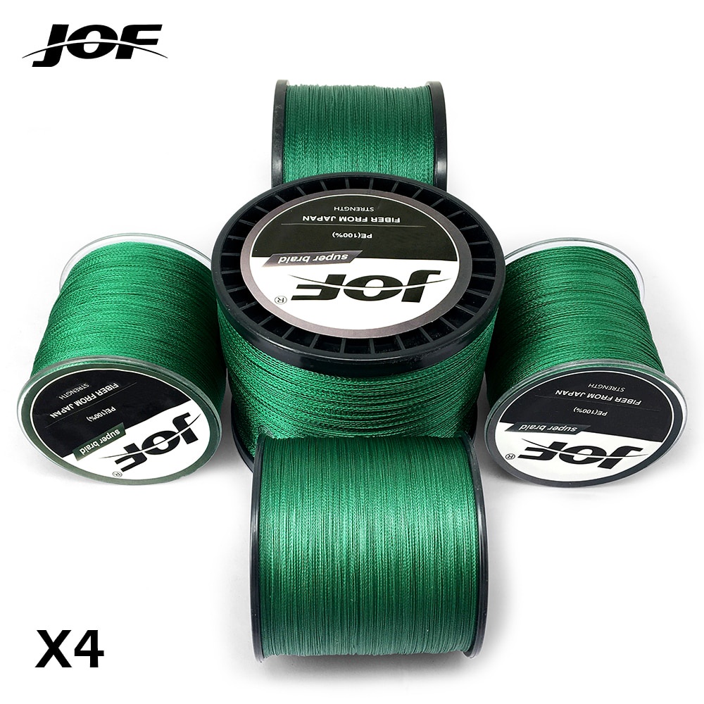 สายเบ็ดตกปลา PE JOF BRAID 4 300 ม. 500 ม. 1000 ม. สีเขียว 4 สาย 8-80 ปอนด์ ผลิตในประเทศจีน Green