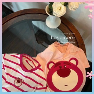 Childrens wear childrens T-shirt summer 2022 new fashionable girl baby cartoon strawberry bear pink cotton short sleeve top