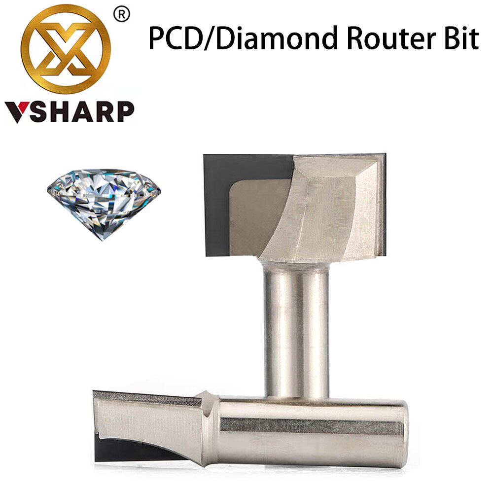 s4r Vsharp 1/2 Shank Diamond ทำความสะอาดด้านล่าง End Mill เครื่องตัดไม้ Slotter เครื่อง CNC แกะสลักเครื่องมือ z72