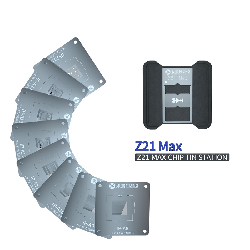 Mijing Z21 MAX Universal CPU Reballing Stencil แพลตฟอร์มสําหรับ A8-A16 โทรศัพท์ชิป IC ปลูกดีบุกแม่แบ