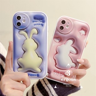 🌈3D Vision🎁เคสโทรศัพท์มือถือ แบบนิ่ม ลายการ์ตูนน่ารัก สีม่วง สีชมพู ป้องกันเลนส์ สําหรับ iPhone 14 13 12 11 Pro Max SE2020 X XR Xs Max 7 8 Plus