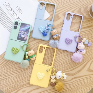 เคสโทรศัพท์มือถือ PC แบบแข็ง กันกระแทก ป้องกันเต็มเครื่อง จี้รูปหัวใจ สําหรับ OPPO Find N2 Flip 5G