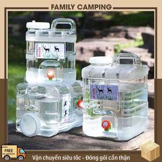 Bình đựng nước trong suốt 5L/7L/10L/15L/20L/24L/28L can đựng nước dã ngoại tặng bộ phụ kiện dự phòng