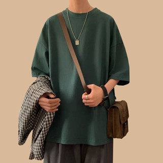 เสื้อยืดคอกลม แขนสั้น ทรงหลวม แบบเรียบ เหมาะกับฤดูร้อน สําหรับผู้ชาย