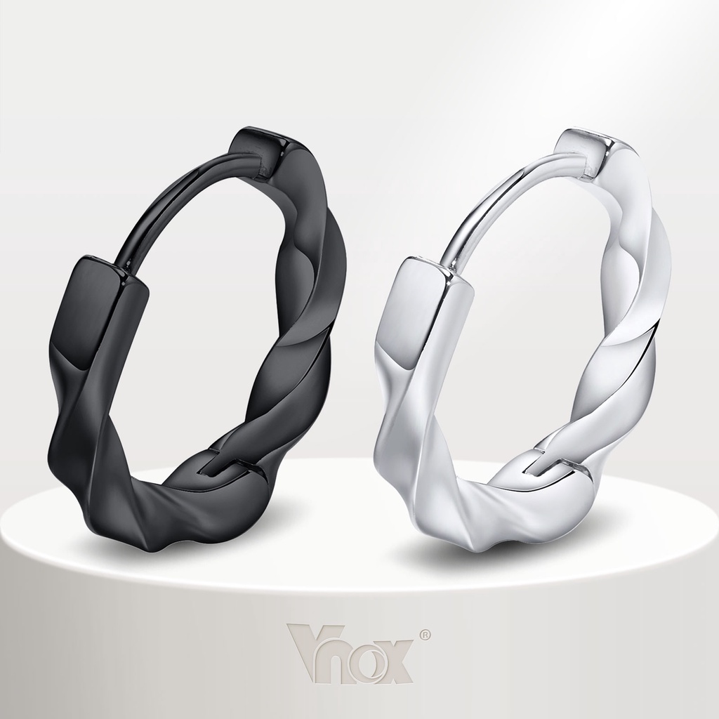 Vnox ต่างหูโลหะสเตนเลส ทรงเรขาคณิต สไตล์พังก์ เรียบง่าย เครื่องประดับแฟชั่น สําหรับผู้ชาย