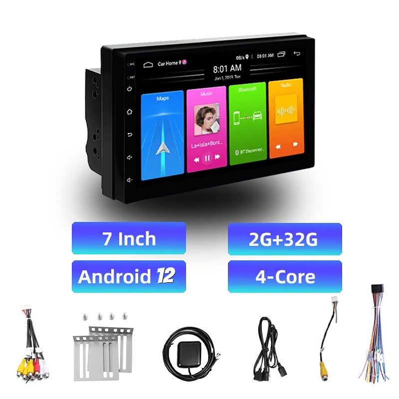 7 นิ้ว 2 + 32G Android 12 วิทยุติดรถยนต์ 2Din เครื่องเล่นมัลติมีเดีย GPS BT เครื่องเสียงรถยนต์ Wifi USB FM MirrorLink HD เครื่องเสียงรถยนต์วิทยุสเตอริโอเครื่องเสียงติดรถยนต์