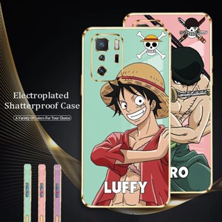 เคส Redmi Note 7 8 Pro 9 Pro 9S ชุบสี่เหลี่ยม การ์ตูนน่ารัก ลูฟี่ โซโร เคสซิลิโคน