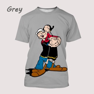 ใหม่ เสื้อยืดลําลอง แขนสั้น คอกลม พิมพ์ลายอนิเมะ Popeye Sailor 3D แฟชั่นฤดูร้อน_03