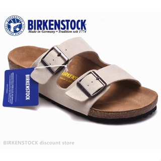 【Original】Birkenstock Arizona Mens/Female Classic Cork Anti-fur Beige Slippers Beach Casual Shoes 34-46