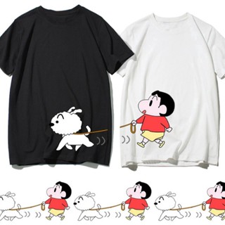 Crayon Shinchan Tees Oversize T-Shirt Couple Short Sleeve Tshirt Men Casual Unisex T Shirt Black Whi_12