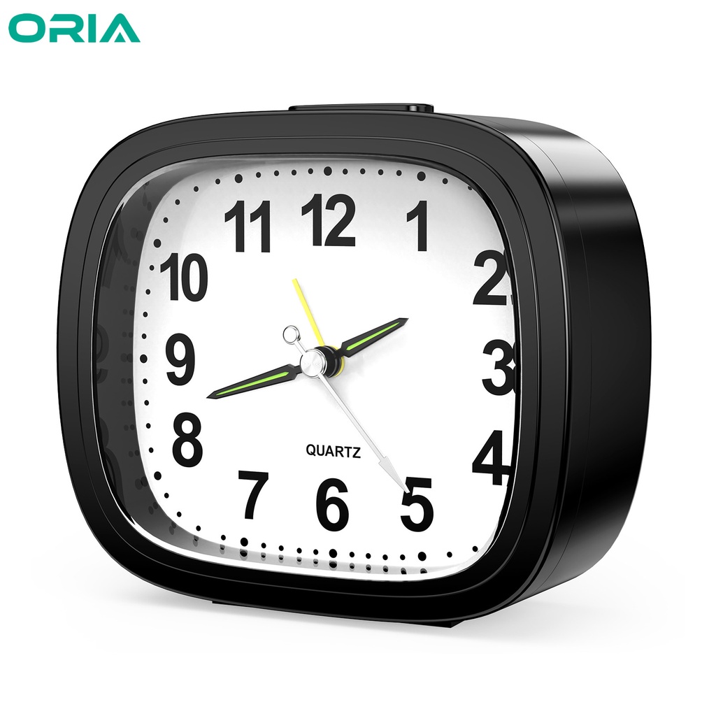 Oria นาฬิกาปลุก แบบเงียบ ใช้แบตเตอรี่ ข้างเตียง พร้อมหน้าปัดเรืองแสง ฟังก์ชั่นเลื่อนปลุก สําหรับผู้นอนหลับหนักเด็ก