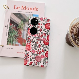 เคสโทรศัพท์มือถือ แบบพับได้ ลายดอกไม้ สําหรับ Huawei P50