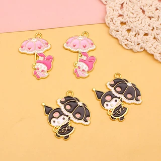 เครื่องประดับ จี้สร้อยคอ พวงกุญแจ ต่างหู รูปการ์ตูน Kuromi Melody แฮนด์เมด DIY สําหรับผู้หญิง 063 2 ชิ้น ต่อล็อต