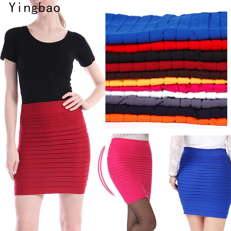 Yingbao กระโปรงสั้น ทรงเอ ผ้าฝ้าย ยืดหยุ่น สีแคนดี้ เซ็กซี่ ฤดูร้อน สําหรับผู้หญิง