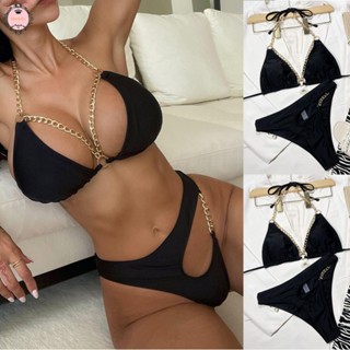 Womens Sexy Chain Bikini Set Push Up Swimwear Two Piece Swimsuit Bathing Suits