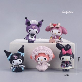 ตุ๊กตาฟิกเกอร์ Sanrio Kuromi Melody ของเล่นสําหรับเด็ก 5 ชิ้นต่อชุด