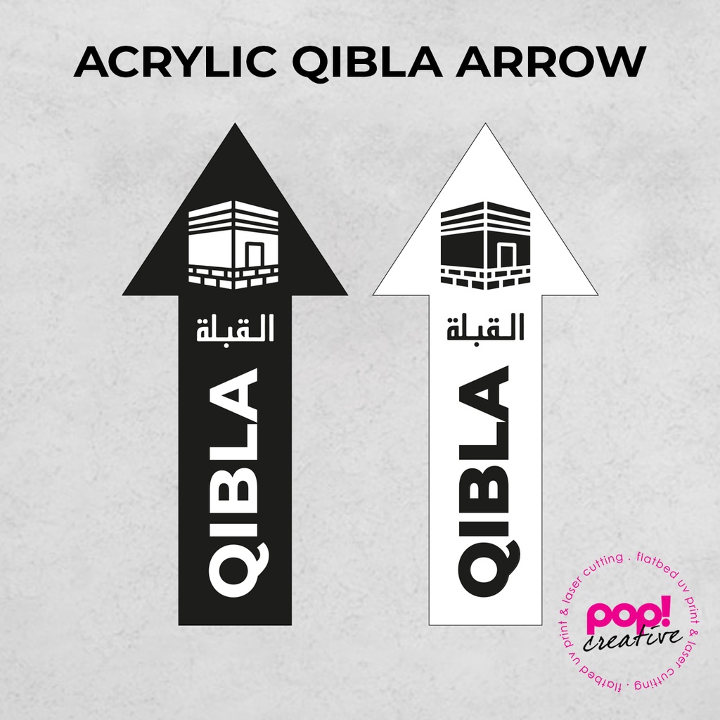 ป้าย Qibla Arrow Qibla ป้ายอะคริลิคมุสลิม Direction Marker