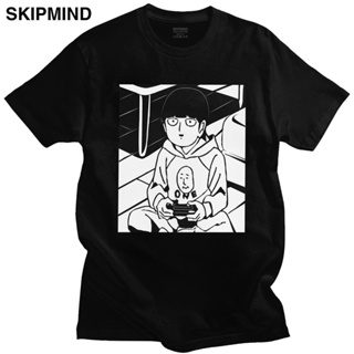 ใหม่ เสื้อยืดแขนสั้น ผ้าฝ้าย 100% พิมพ์ลายมังงะ Mob Psycho Kageyama Playing a Game ของขวัญ สําหรับผู้ชาย คู่รัก_08